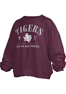 Pressbox Texas Southern Tigers Womens Maroon Janise Crew Sweatshirt