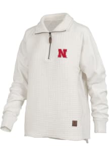 Womens Nebraska Cornhuskers Ivory Pressbox Salem Qtr Zip