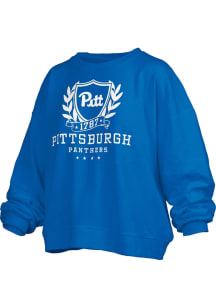 Womens Pitt Panthers Blue Pressbox Big Aug Janise Crew Sweatshirt