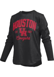 Pressbox Houston Cougars Womens Black Logo Chino LS Tee