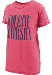 Pressbox Duquesne Dukes Womens Red Burnout Short Sleeve T-Shirt