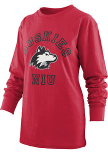 Pressbox Northern Illinois Huskies Womens Red Oversized LS Tee