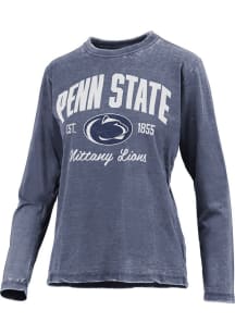 Womens Penn State Nittany Lions Navy Blue Pressbox Burnout Design LS Tee