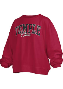 Pressbox Temple Owls Womens Red Janise Crew Sweatshirt