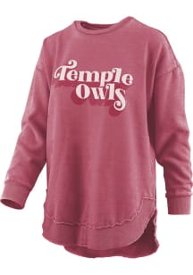 Pressbox Temple Owls Womens Red Burnout Crew Sweatshirt