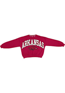 Pressbox Arkansas Razorbacks Womens Crimson Sweeper Crew Sweatshirt