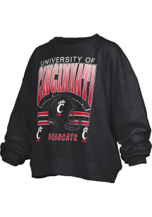 Womens Cincinnati Bearcats Black Pressbox Janise Crew Sweatshirt