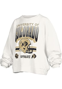Pressbox Colorado Buffaloes Womens White Janise Crew Sweatshirt