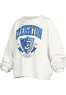 Pressbox Creighton Bluejays Womens White Janise Crew Sweatshirt