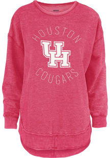 Pressbox Houston Cougars Womens Red Melange Crew Sweatshirt