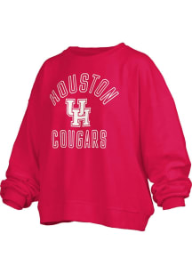 Pressbox Houston Cougars Womens Red Janise Crew Sweatshirt