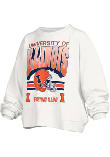Womens Illinois Fighting Illini White Pressbox Janise Crew Sweatshirt