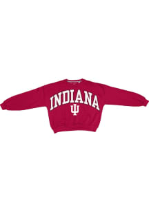 Womens Indiana Hoosiers Crimson Pressbox Sweeper Crew Sweatshirt