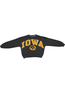 Womens Iowa Hawkeyes Black Pressbox Sweeper Crew Sweatshirt