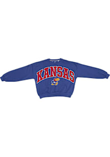 Pressbox Kansas Jayhawks Womens Blue Sweeper Crew Sweatshirt