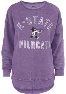 Womens K-State Wildcats Purple Pressbox Melange Crew Sweatshirt