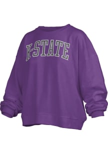 Womens K-State Wildcats Purple Pressbox School Sequins Crew Sweatshirt