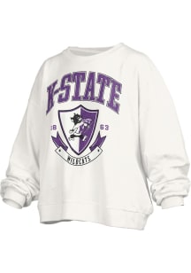 Womens K-State Wildcats White Pressbox Janise Crew Sweatshirt