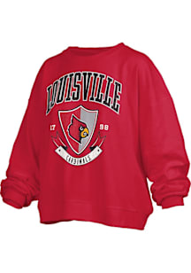 Pressbox Louisville Cardinals Womens Red Janise Crew Sweatshirt