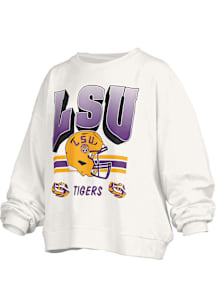 Pressbox LSU Tigers Womens White Janise Crew Sweatshirt
