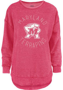 Womens Maryland Terrapins Red Pressbox Melange Crew Sweatshirt