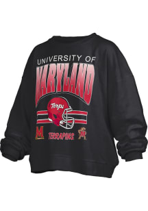 Womens Maryland Terrapins Black Pressbox Janise Crew Sweatshirt
