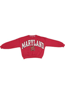 Womens Maryland Terrapins Red Pressbox Sweeper Crew Sweatshirt