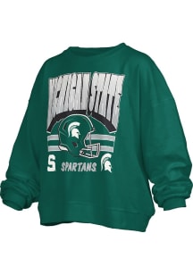 Womens Michigan State Spartans Green Pressbox Janise Crew Sweatshirt