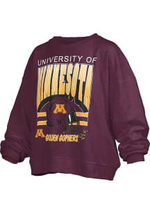Womens Minnesota Golden Gophers Maroon Pressbox Janise Crew Sweatshirt