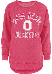 Pressbox Ohio State Buckeyes Womens Red Melange Crew Sweatshirt