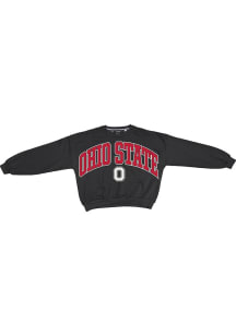 Womens Ohio State Buckeyes Black Pressbox Sweeper Crew Sweatshirt