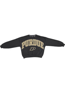 Womens Purdue Boilermakers Black Pressbox Sweeper Crew Sweatshirt