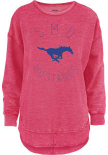 Pressbox SMU Mustangs Womens Red Melange Crew Sweatshirt