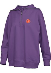 Pressbox Clemson Tigers Womens Purple Thelma Qtr Zip