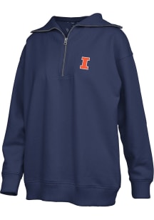 Womens Illinois Fighting Illini Navy Blue Pressbox Thelma Qtr Zip