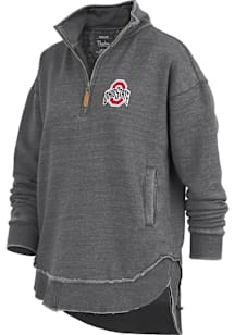 Pressbox Ohio State Buckeyes Womens Black Northfork Qtr Zip