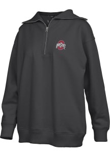 Womens Ohio State Buckeyes Black Pressbox Thelma Qtr Zip