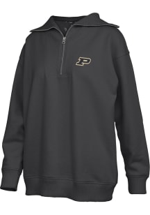 Womens Purdue Boilermakers Black Pressbox Thelma Qtr Zip