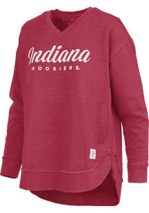 Womens Indiana Hoosiers Crimson Pressbox East Hall Crew Sweatshirt
