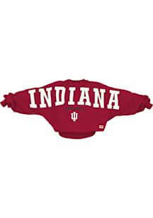 Pressbox Indiana Hoosiers Womens Crimson Flannigan Crew Sweatshirt
