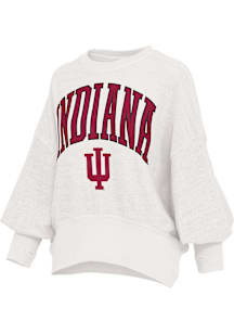 Womens Indiana Hoosiers Ivory Pressbox New Zeland Everly Crew Sweatshirt
