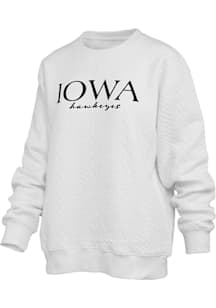 Pressbox Iowa Hawkeyes Womens Ivory Champagne Brandberg Crew Sweatshirt