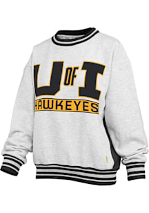 Pressbox Iowa Hawkeyes Womens Ash Endzone Crew Sweatshirt