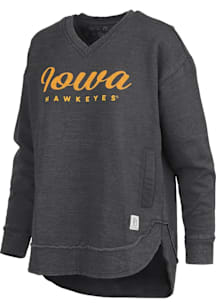 Pressbox Iowa Hawkeyes Womens Black East Hall Crew Sweatshirt