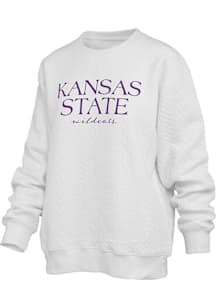 Womens K-State Wildcats Ivory Pressbox Champagne Brandberg Crew Sweatshirt