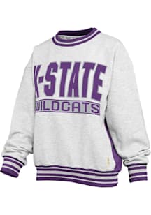 Womens K-State Wildcats Ash Pressbox Endzone Crew Sweatshirt