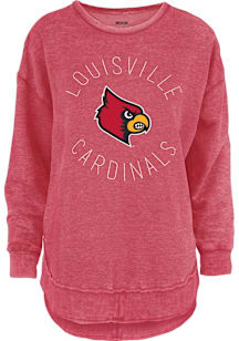 Pressbox Louisville Cardinals Womens Red Bakersfield Crew Sweatshirt