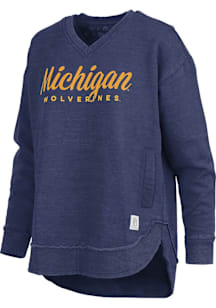 Pressbox Michigan Wolverines Womens Blue East Hall Crew Sweatshirt