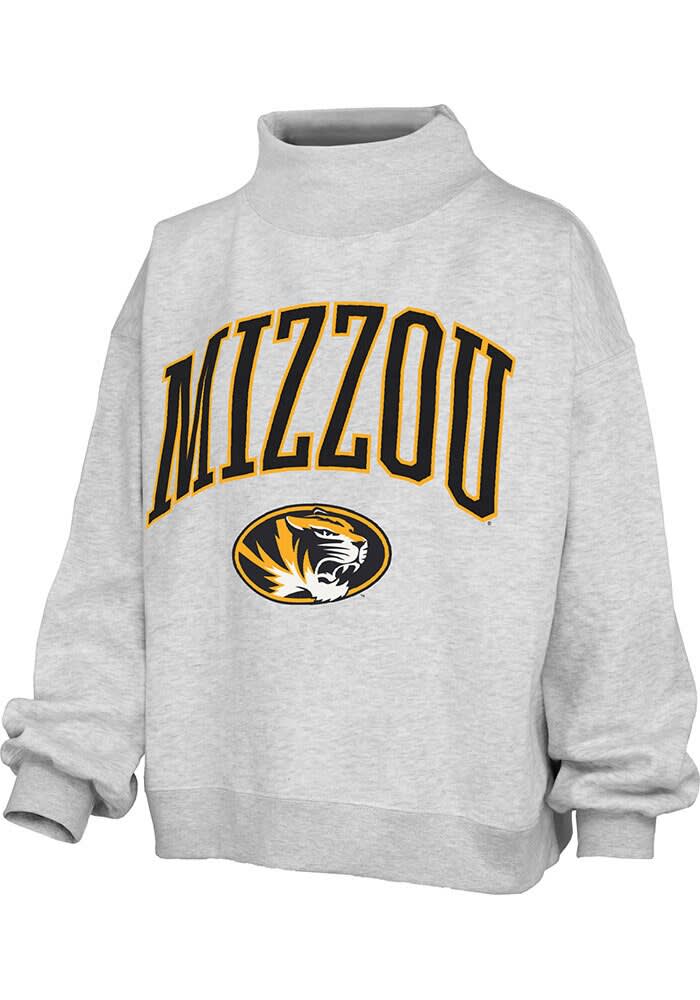 Missouri Tigers Pressbox Crew Sweatshirt Womens ASH Mockneck Long