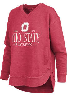 Womens Ohio State Buckeyes Red Pressbox Silverton Crew Sweatshirt